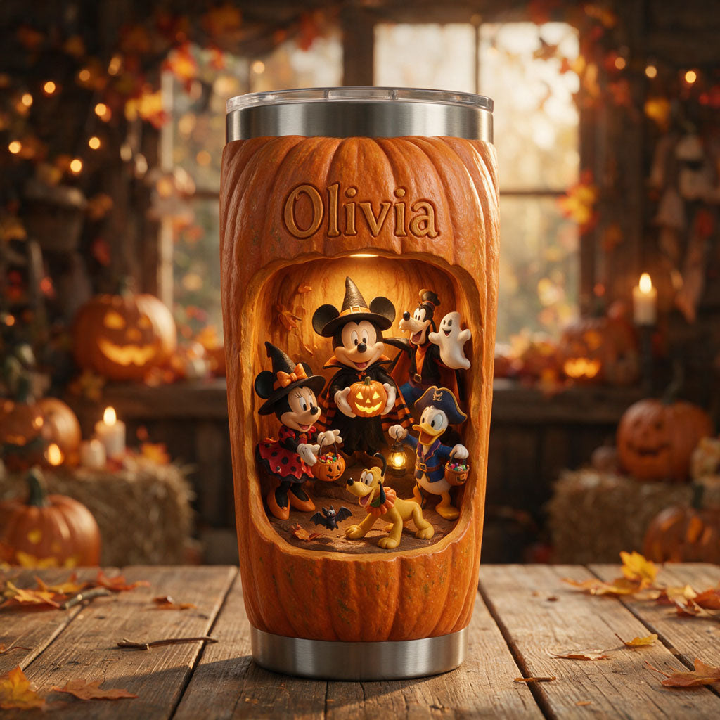 Personalized Halloween Pumpkin Mouse Tumbler Custom Name Gift Tumbler GradoCreations