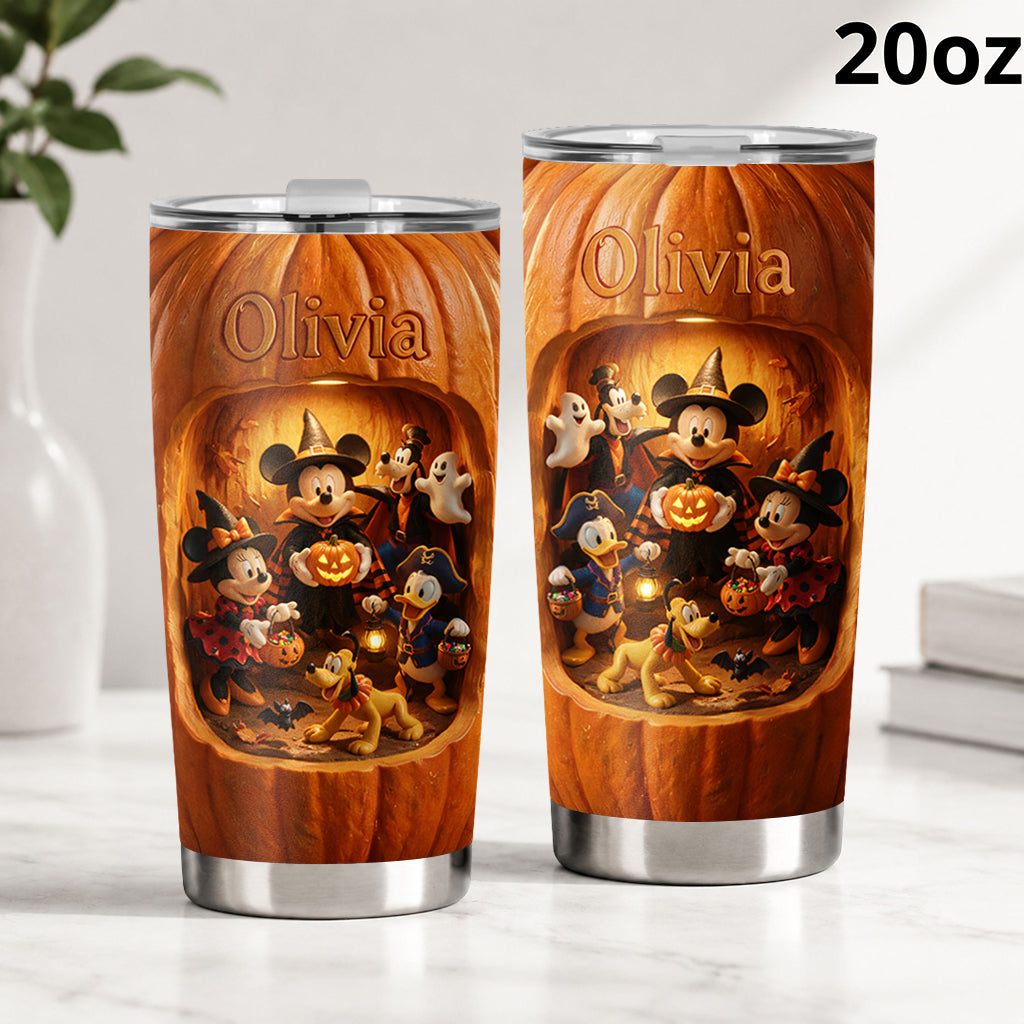 Personalized Pumpkin Tumbler with Magical Friends - Halloween Gift for Her Tumbler GradoCreations