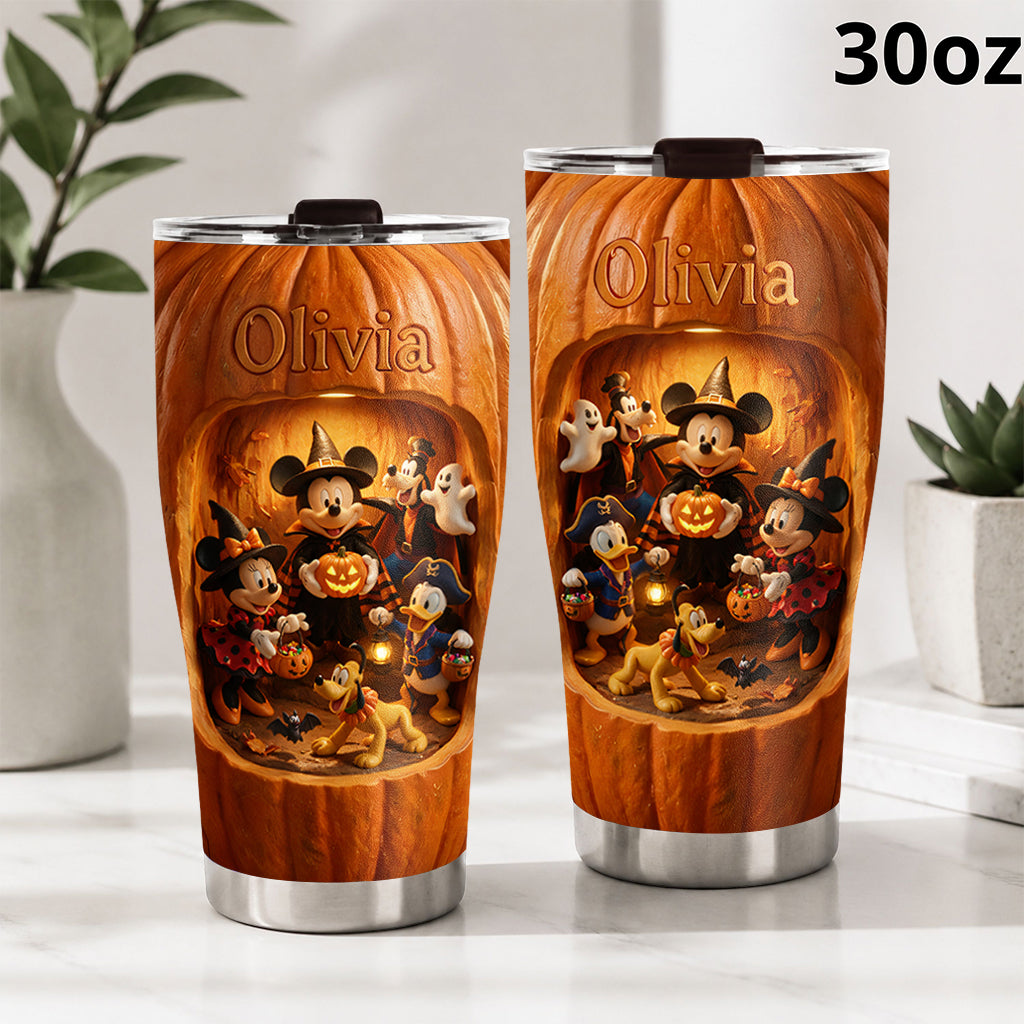Personalized Pumpkin Tumbler with Magical Friends - Halloween Gift for Her Tumbler GradoCreations