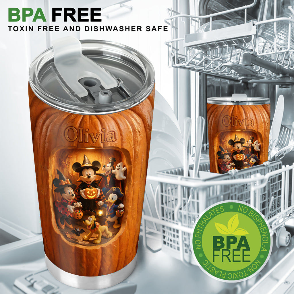 Personalized Halloween Pumpkin Mouse Tumbler Custom Name Gift Tumbler GradoCreations
