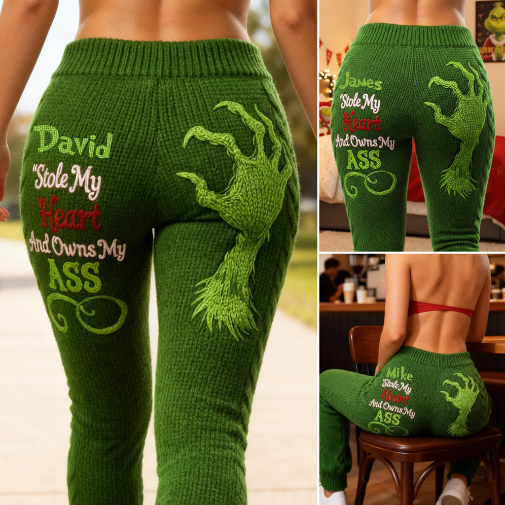 Personalized Christmas Leggings with Fun Grinch Design for Women Leggings GradoCreations