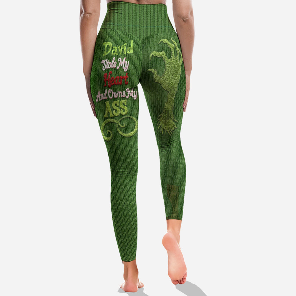 Personalized Christmas Leggings with Fun Grinch Design for Women Leggings GradoCreations