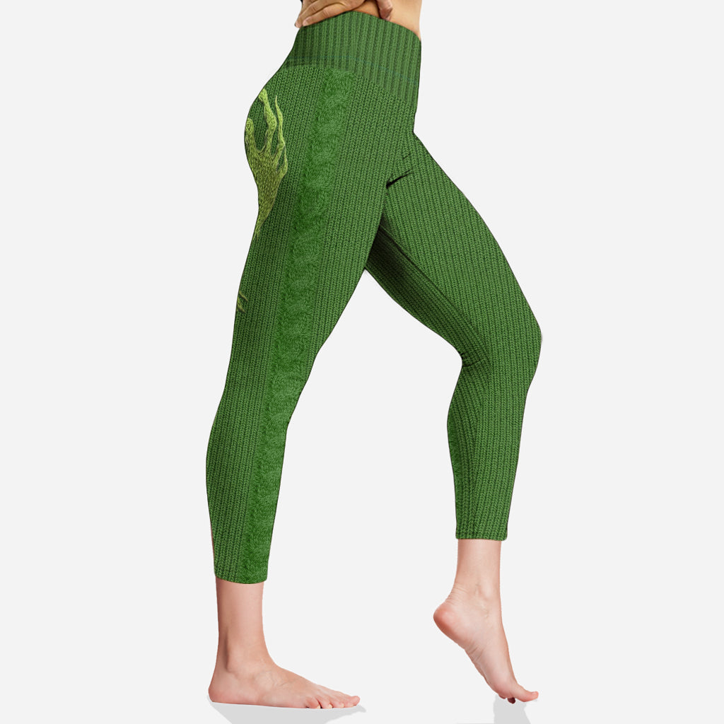 Personalized Christmas Leggings with Fun Grinch Design for Women Leggings GradoCreations
