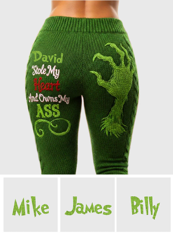 Personalized Christmas Leggings with Fun Grinch Design for Women Leggings GradoCreations
