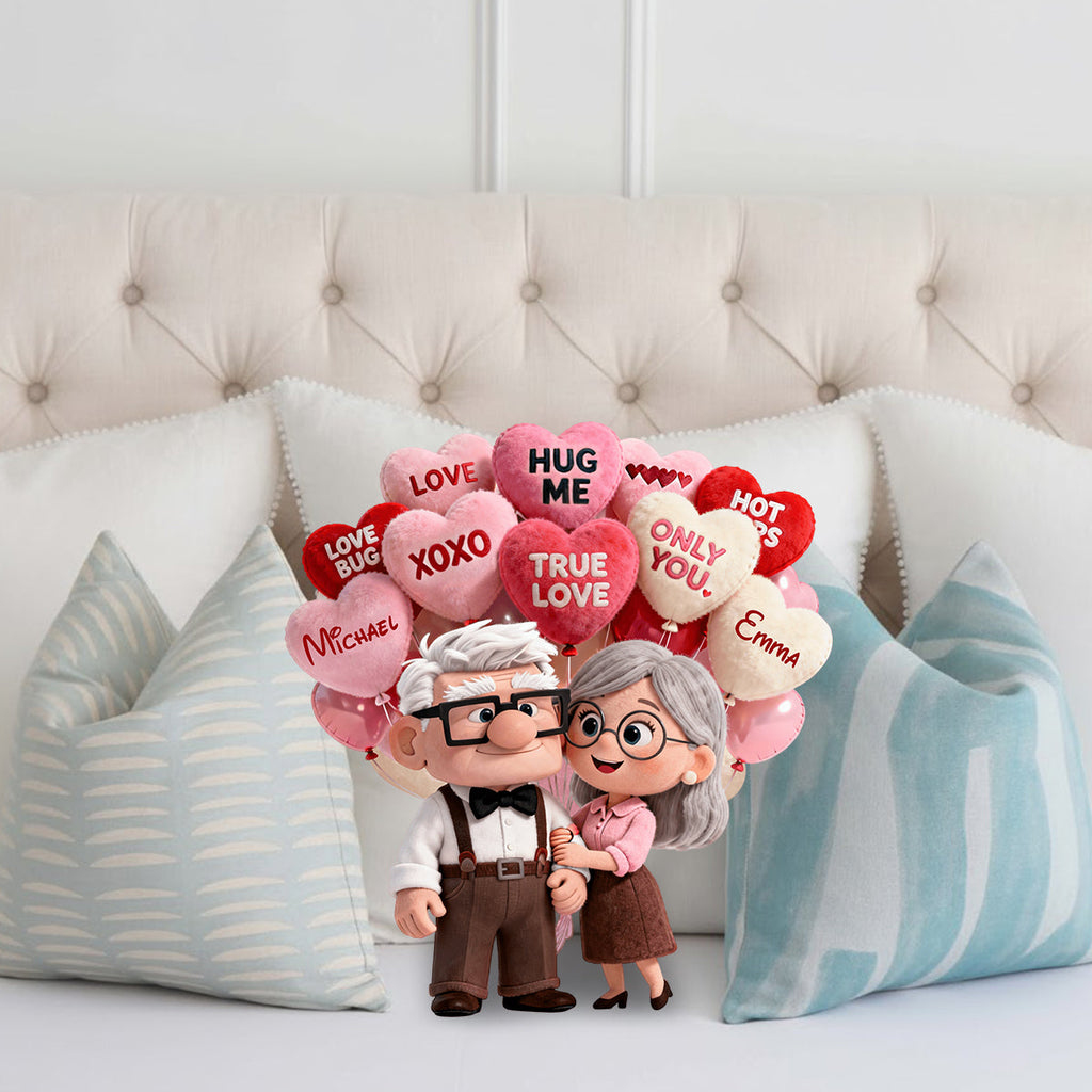 Personalized Up Movie Couple Faux Fur Pillow Unique Gift Faux Fur Shaped Pillow GradoCreations