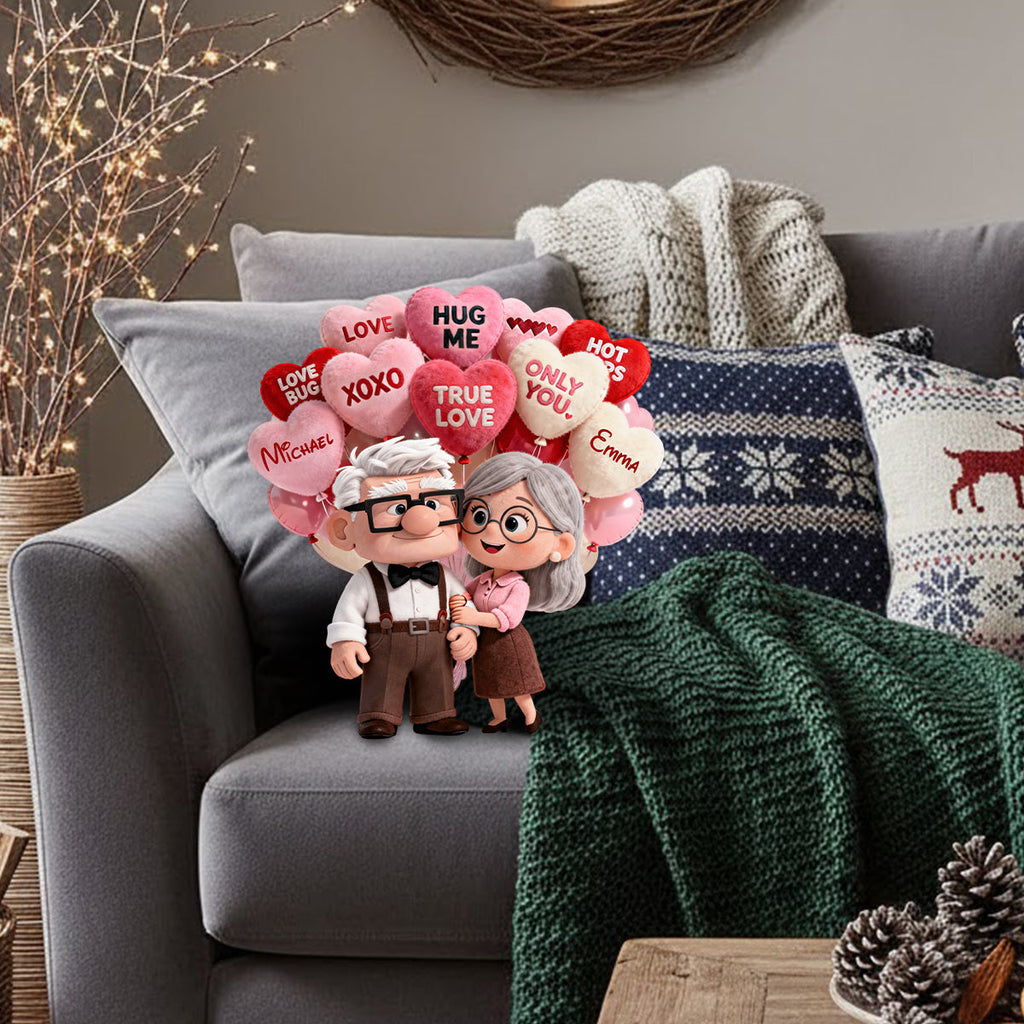 Personalized Up Movie Couple Faux Fur Pillow Unique Gift Faux Fur Shaped Pillow GradoCreations