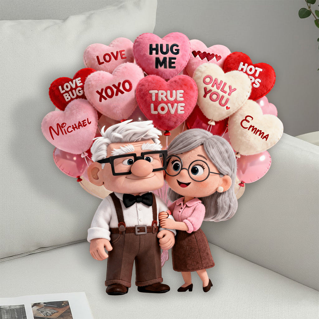 Personalized Up Movie Couple Faux Fur Pillow Unique Gift Faux Fur Shaped Pillow GradoCreations