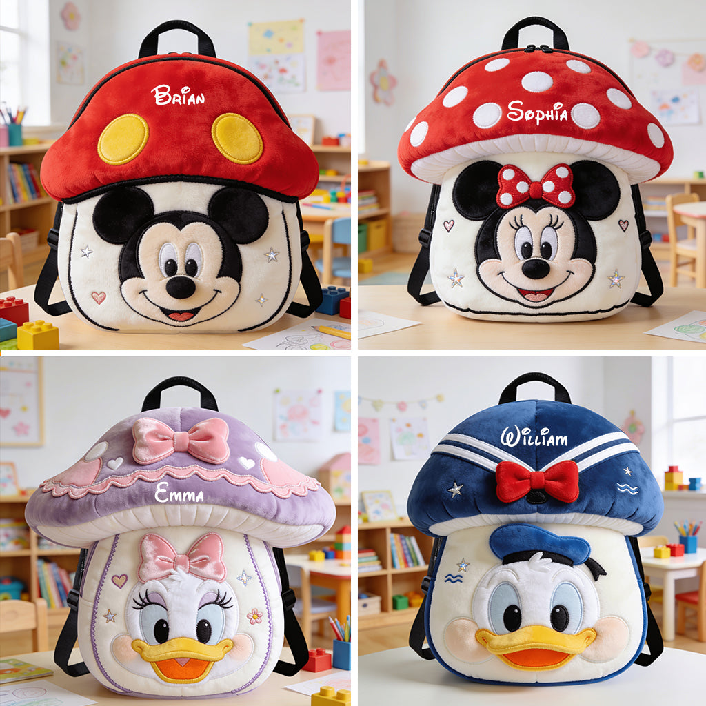 Personalized Plush Mushroom Mouse Backpack for Kids Plush Backpack GradoCreations