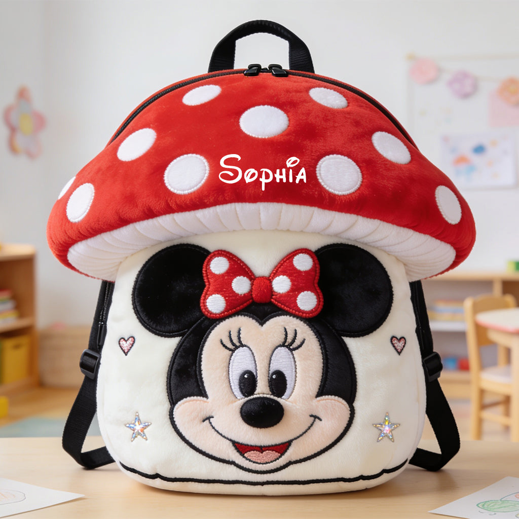 Personalized Plush Mushroom Mouse Backpack for Kids Plush Backpack GradoCreations