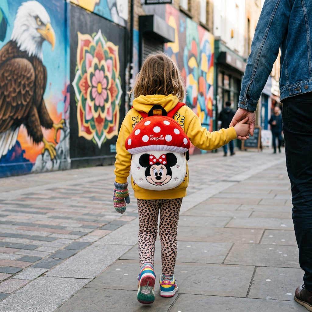 Personalized Plush Mushroom Mouse Backpack for Kids Plush Backpack GradoCreations