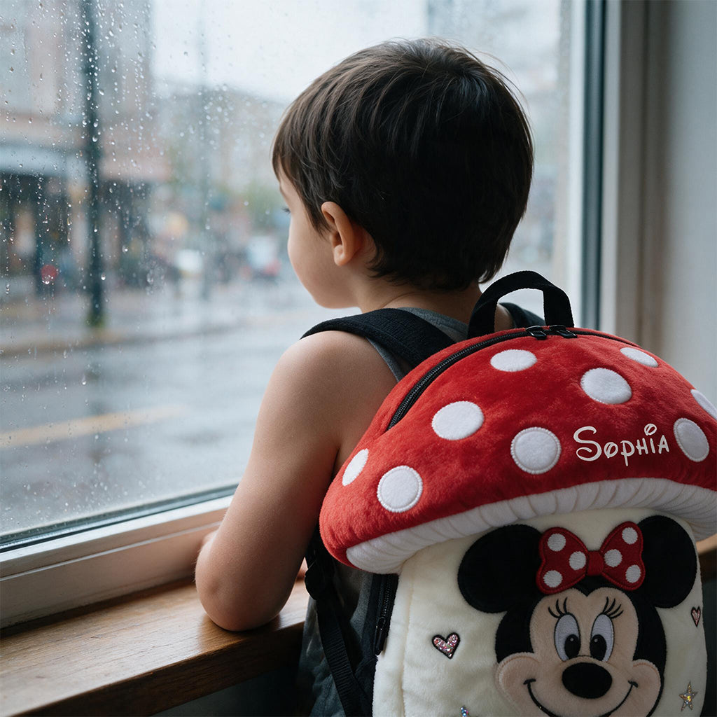 Personalized Plush Mushroom Mouse Backpack for Kids Plush Backpack GradoCreations