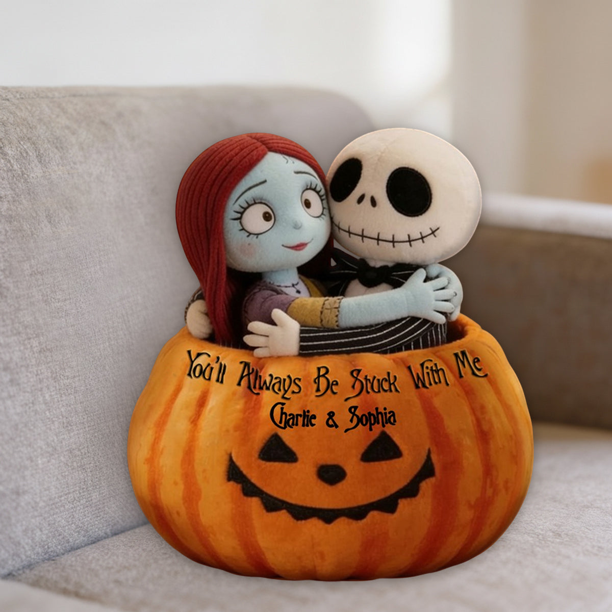 Personalized Spooky Shaped Pillow Gift for Couples - Halloween Decor Pillow GradoCreations