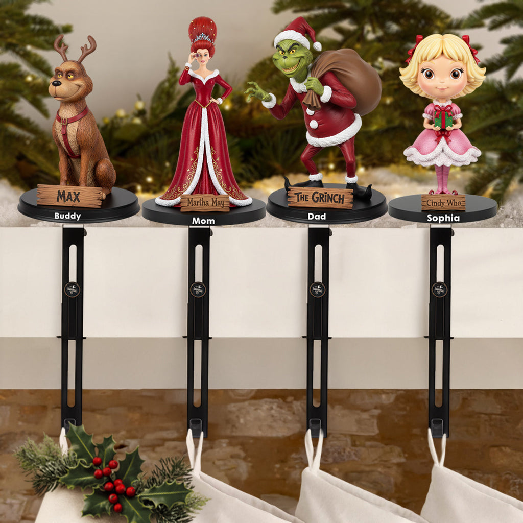 Personalized Shaped Stocking Hanger Custom Family Names Holiday Decor Shaped Stocking Hanger GradoCreations