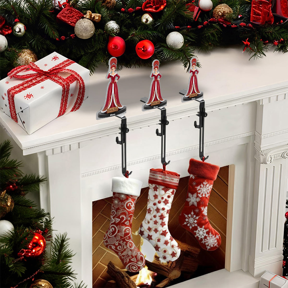 Personalized Shaped Stocking Hanger Custom Family Names Holiday Decor Shaped Stocking Hanger GradoCreations