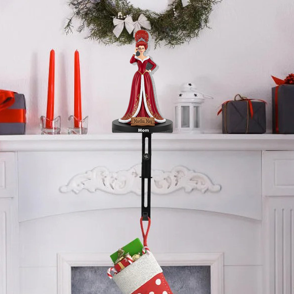 Personalized Shaped Stocking Hanger Custom Family Names Holiday Decor Shaped Stocking Hanger GradoCreations