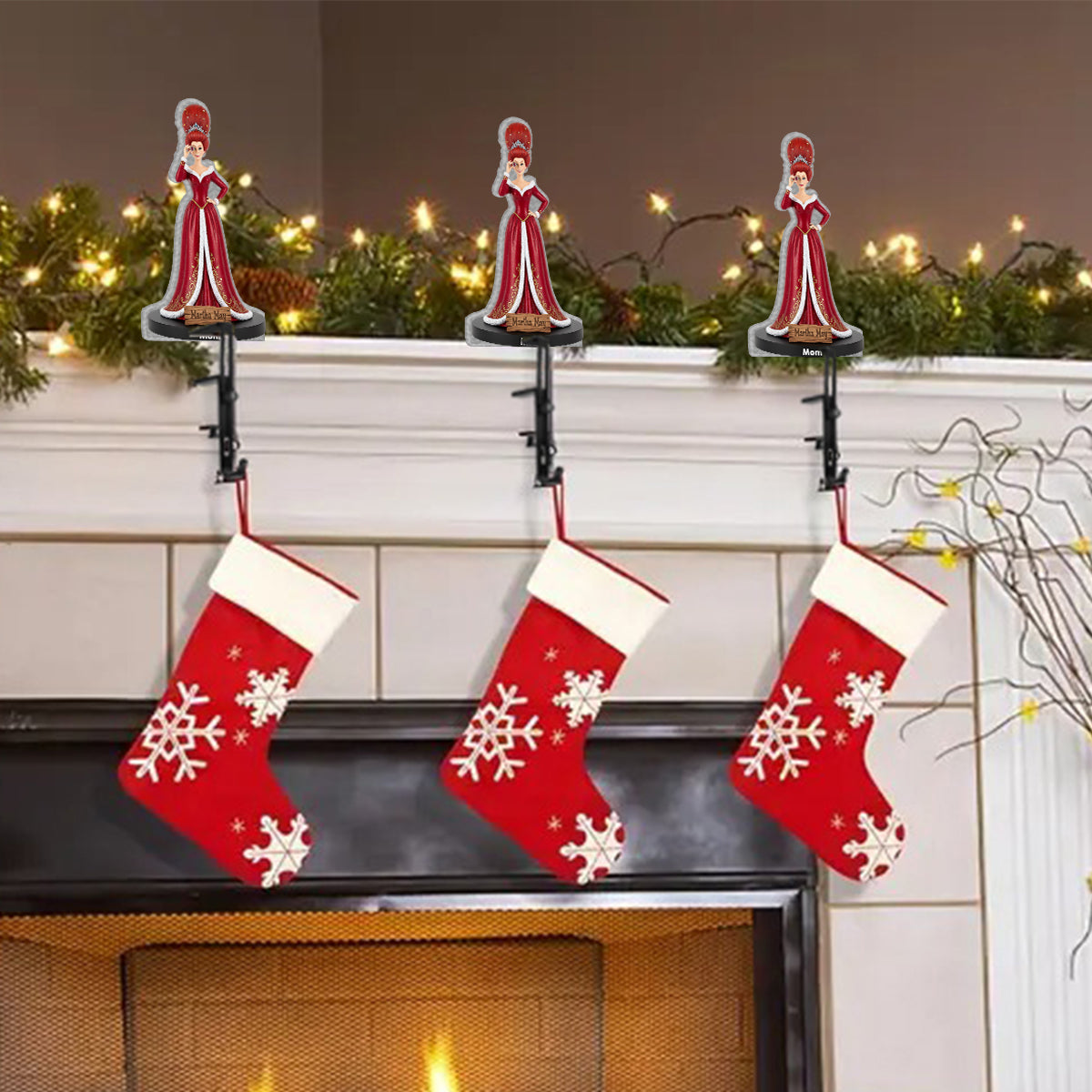 Personalized Shaped Stocking Hanger Custom Family Names Holiday Decor Shaped Stocking Hanger GradoCreations