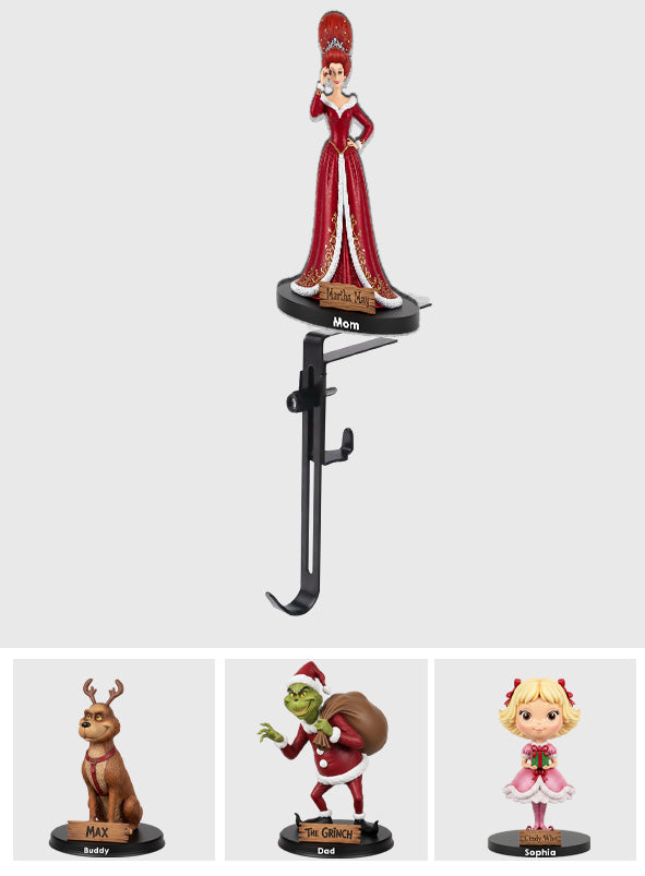 Personalized Shaped Stocking Hanger Custom Family Names Holiday Decor Shaped Stocking Hanger GradoCreations