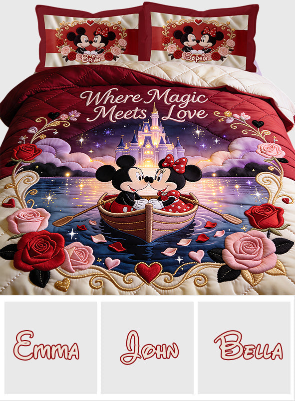 Personalized Quilted Bedding Set Mickey Mouse Love Gift for Family Quilted Bedding Set GradoCreations
