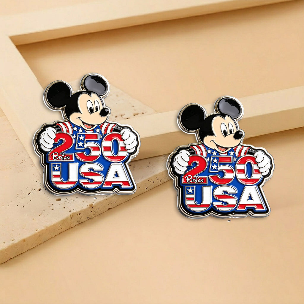 Personalized 3D Enamel Pin USA Design Custom Name Gift 3D Embossed Enamel Pin GradoCreations