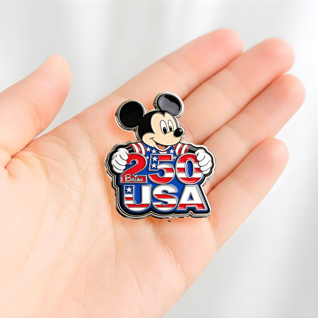 Personalized 3D Enamel Pin USA Design Custom Name Gift 3D Embossed Enamel Pin GradoCreations