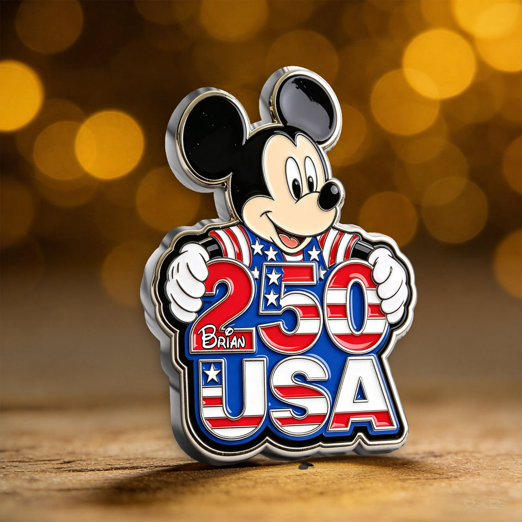 Personalized 3D Enamel Pin USA Design Custom Name Gift 3D Embossed Enamel Pin GradoCreations
