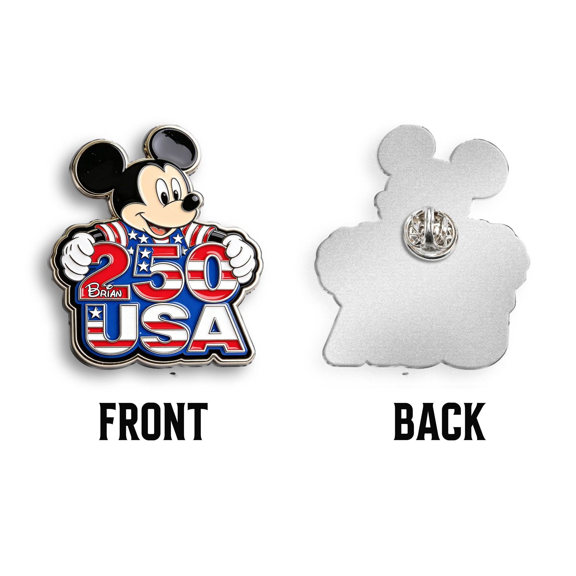 Personalized 3D Enamel Pin USA Design Custom Name Gift 3D Embossed Enamel Pin GradoCreations