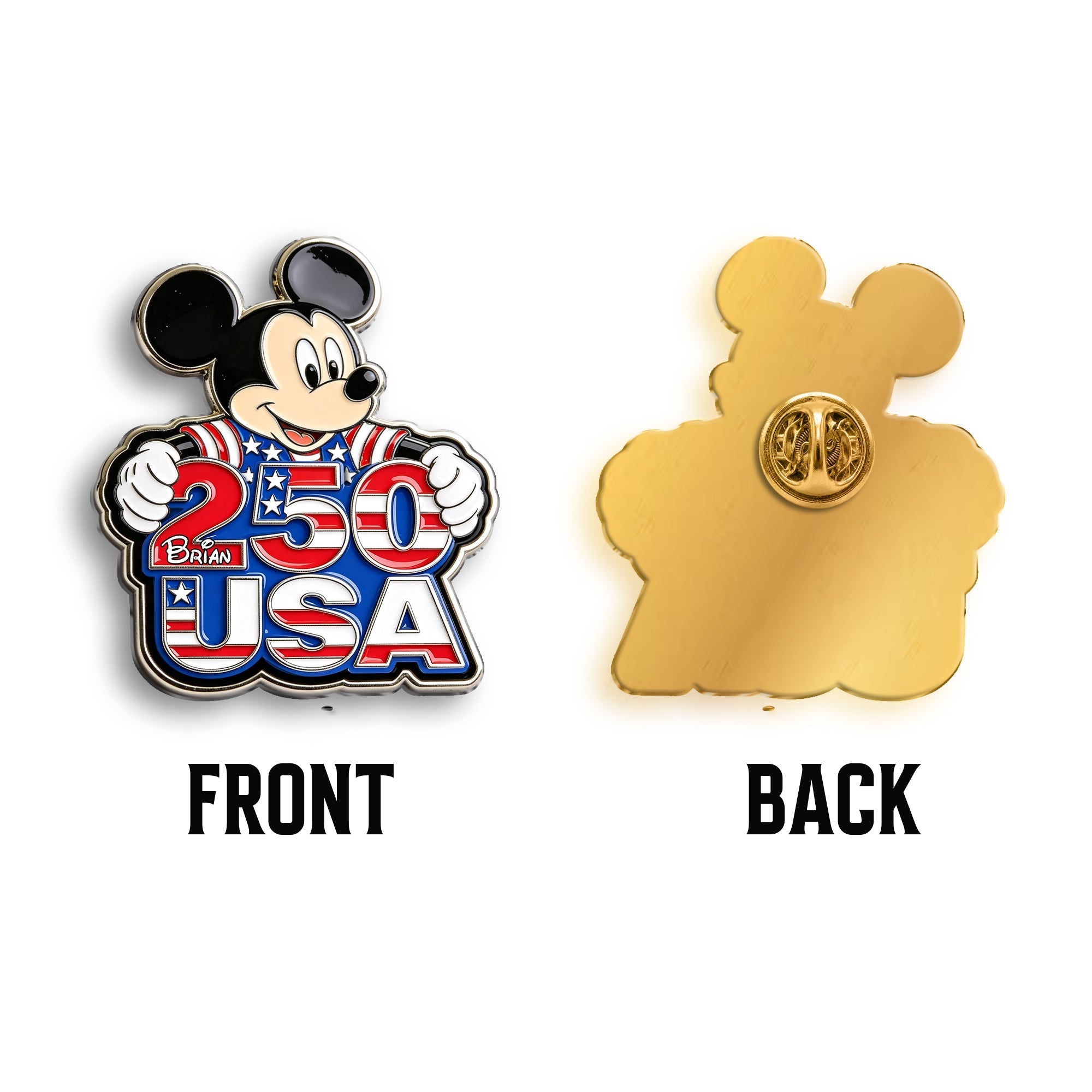 Personalized 3D Enamel Pin USA Design Custom Name Gift 3D Embossed Enamel Pin GradoCreations