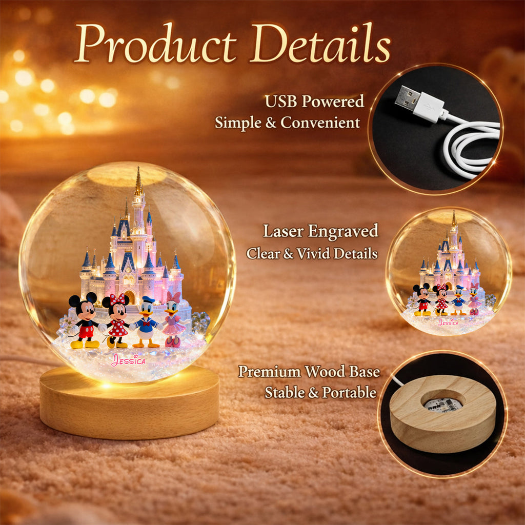 Personalized Disney Crystal Ball Night Light for Kids Gift Crystal Ball Night Light GradoCreations