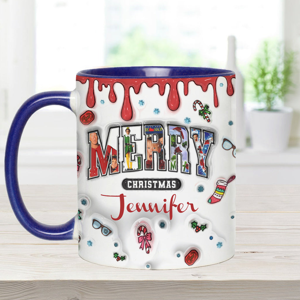 Personalized Christmas Accent Mug Custom Name Holiday Gift Accent Mug GradoCreations
