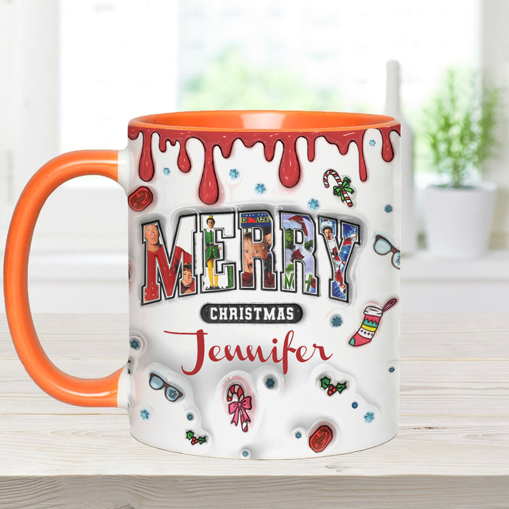 Personalized Christmas Accent Mug Custom Name Holiday Gift Accent Mug GradoCreations