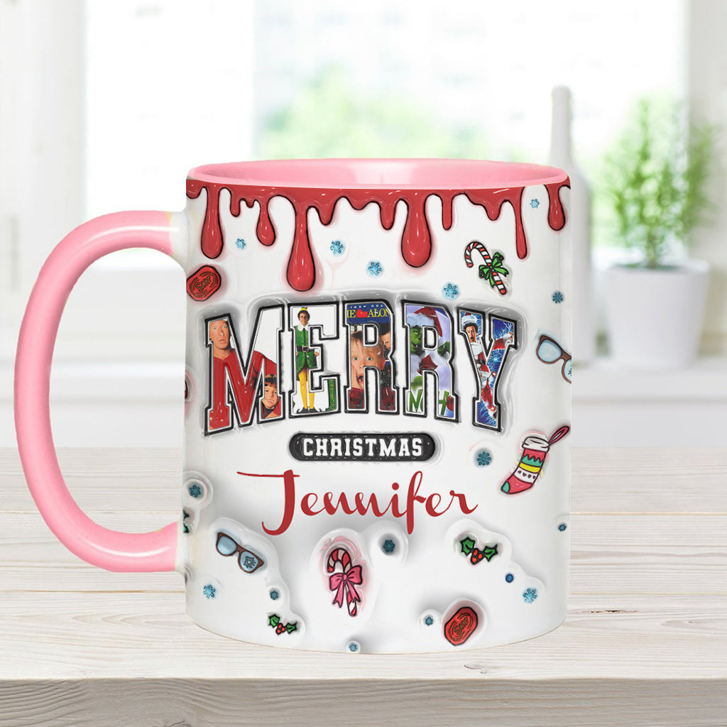 Personalized Christmas Accent Mug Custom Name Holiday Gift Accent Mug GradoCreations