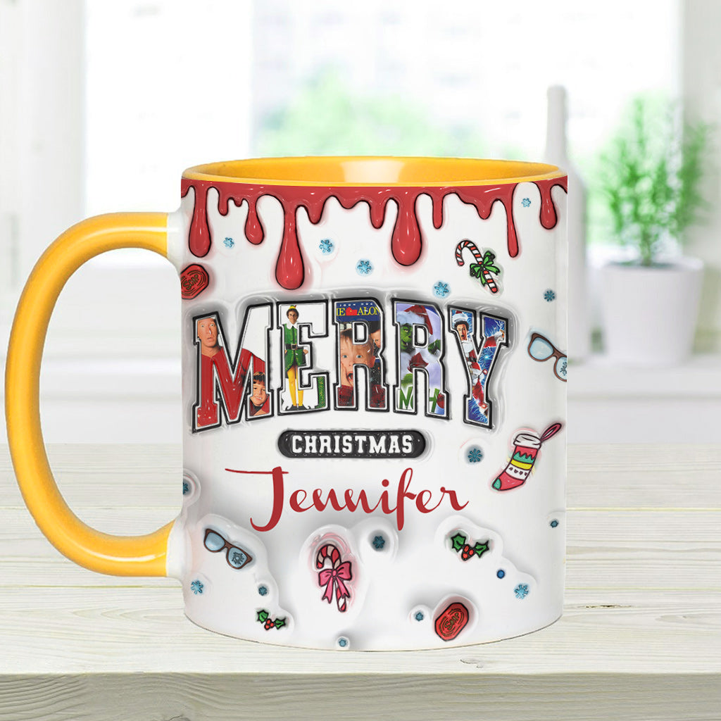Personalized Christmas Accent Mug Custom Name Holiday Gift Accent Mug GradoCreations