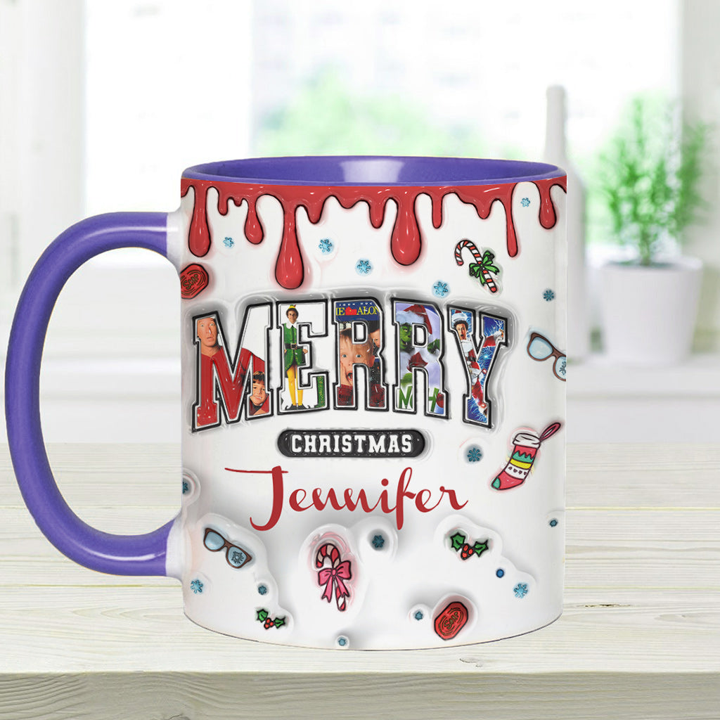 Personalized Christmas Accent Mug Custom Name Holiday Gift Accent Mug GradoCreations