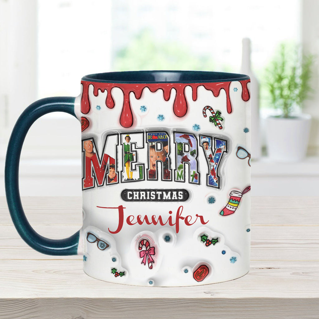 Personalized Christmas Accent Mug Custom Name Holiday Gift Accent Mug GradoCreations