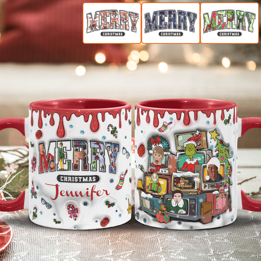 Personalized Christmas Accent Mug Custom Name Holiday Gift Accent Mug GradoCreations