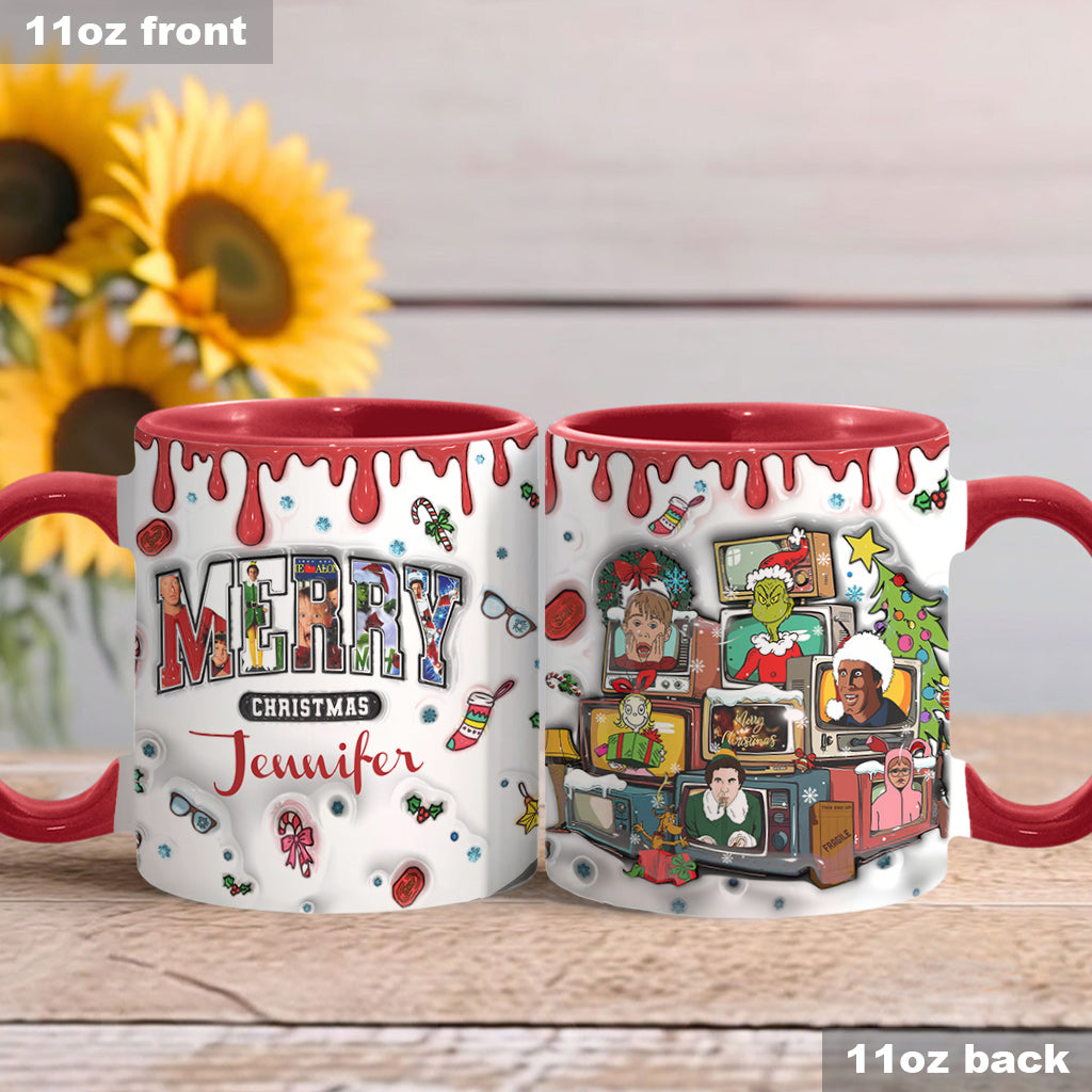 Personalized Christmas Accent Mug Custom Name Holiday Gift Accent Mug GradoCreations