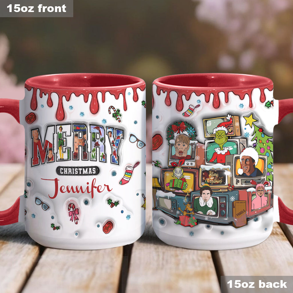 Personalized Christmas Accent Mug Custom Name Holiday Gift Accent Mug GradoCreations