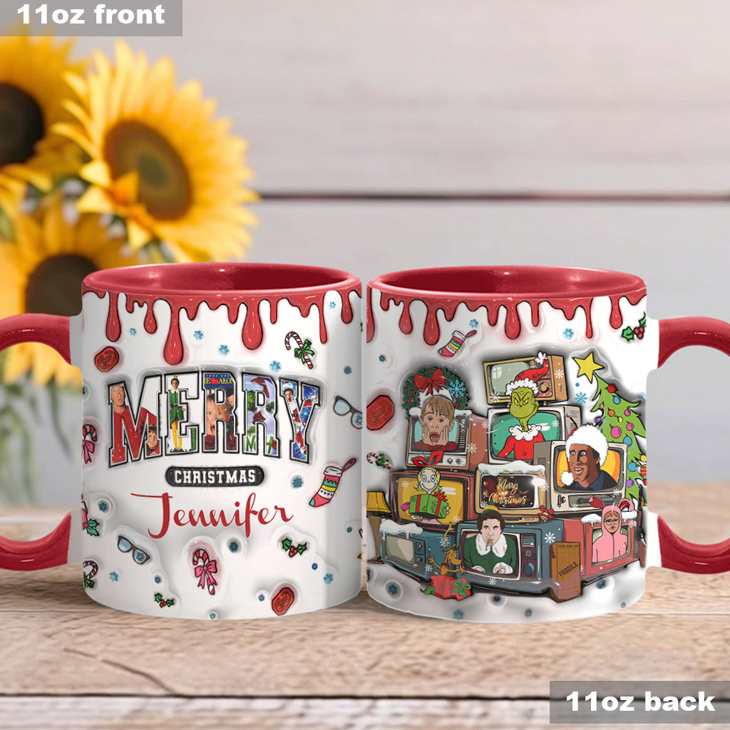 Personalized Christmas Accent Mug Custom Name Holiday Gift Accent Mug GradoCreations
