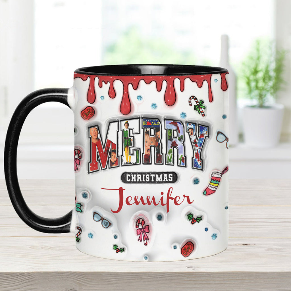 Personalized Christmas Accent Mug Custom Name Holiday Gift Accent Mug GradoCreations