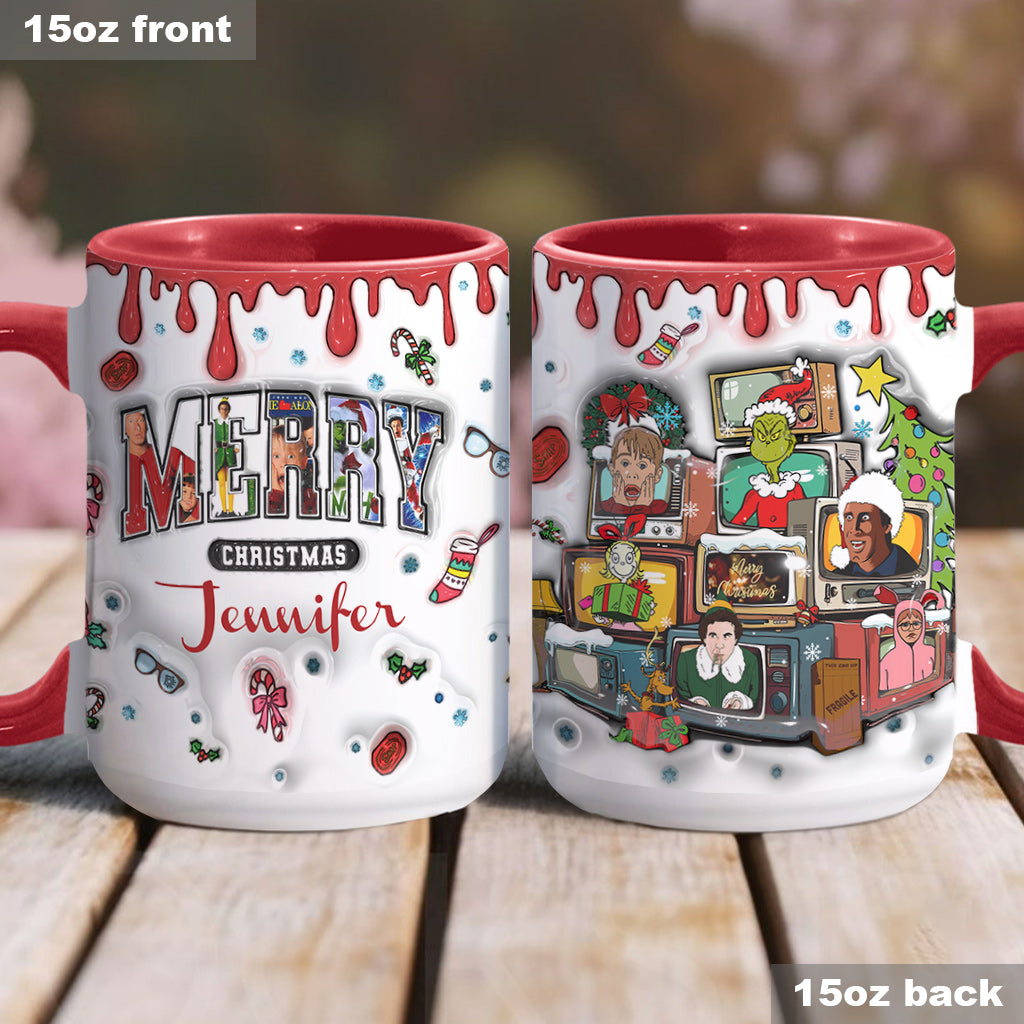 Personalized Christmas Accent Mug Custom Name Holiday Gift Accent Mug GradoCreations
