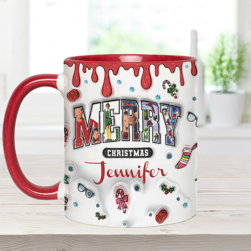 Personalized Christmas Accent Mug Custom Name Holiday Gift Accent Mug GradoCreations