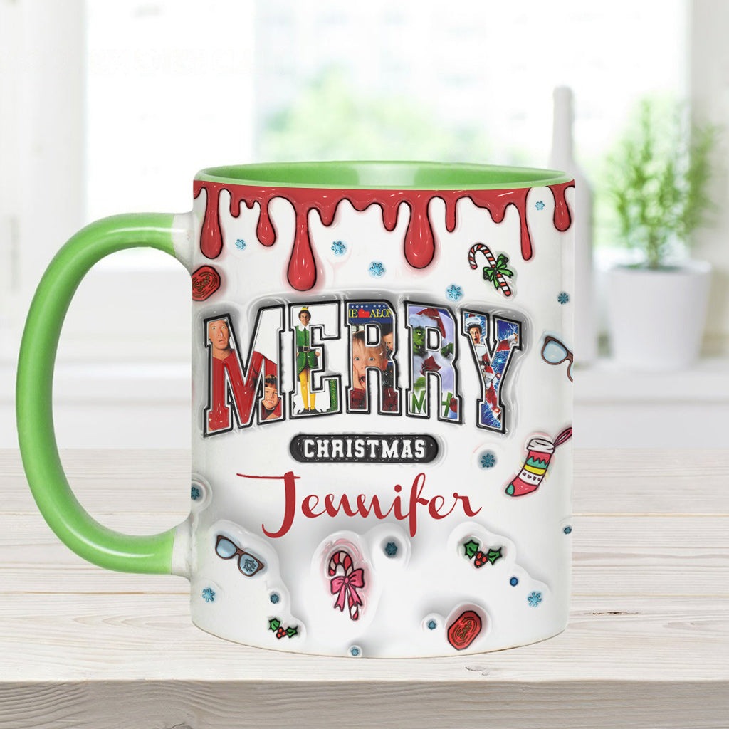 Personalized Christmas Accent Mug Custom Name Holiday Gift Accent Mug GradoCreations