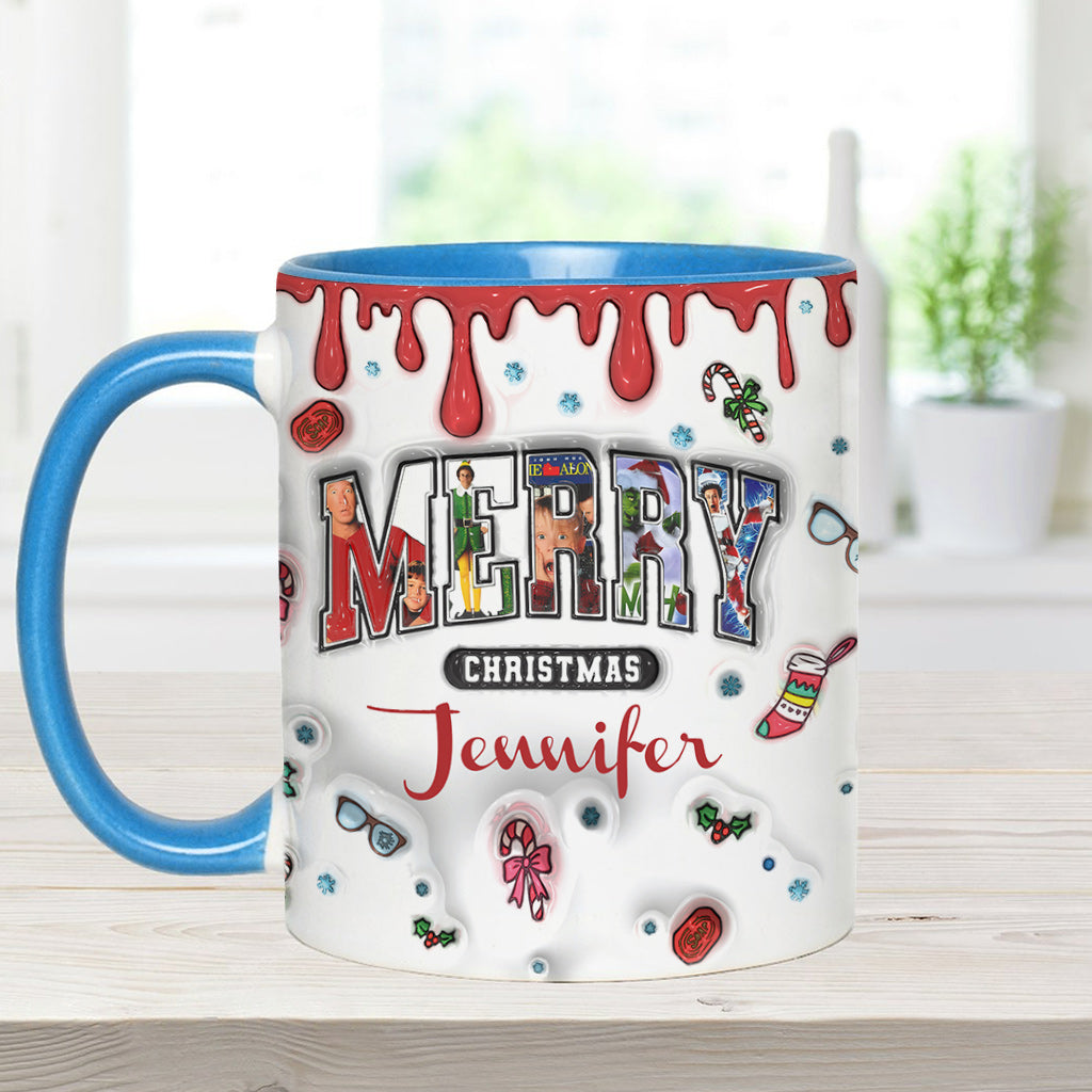Personalized Christmas Accent Mug Custom Name Holiday Gift Accent Mug GradoCreations