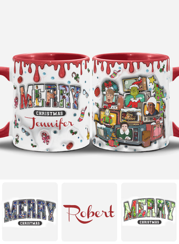 Personalized Christmas Accent Mug Custom Name Holiday Gift Accent Mug GradoCreations