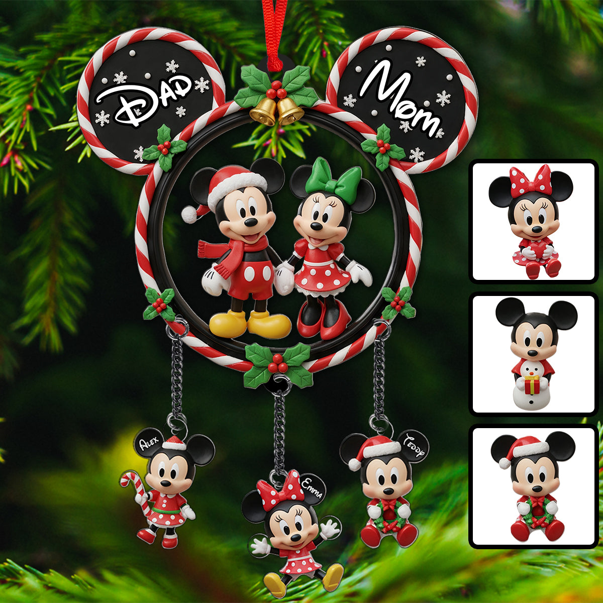 Personalized Mickey Mouse Family Ornament with Custom Charms for Christmas Ornament With Charm GradoCreations