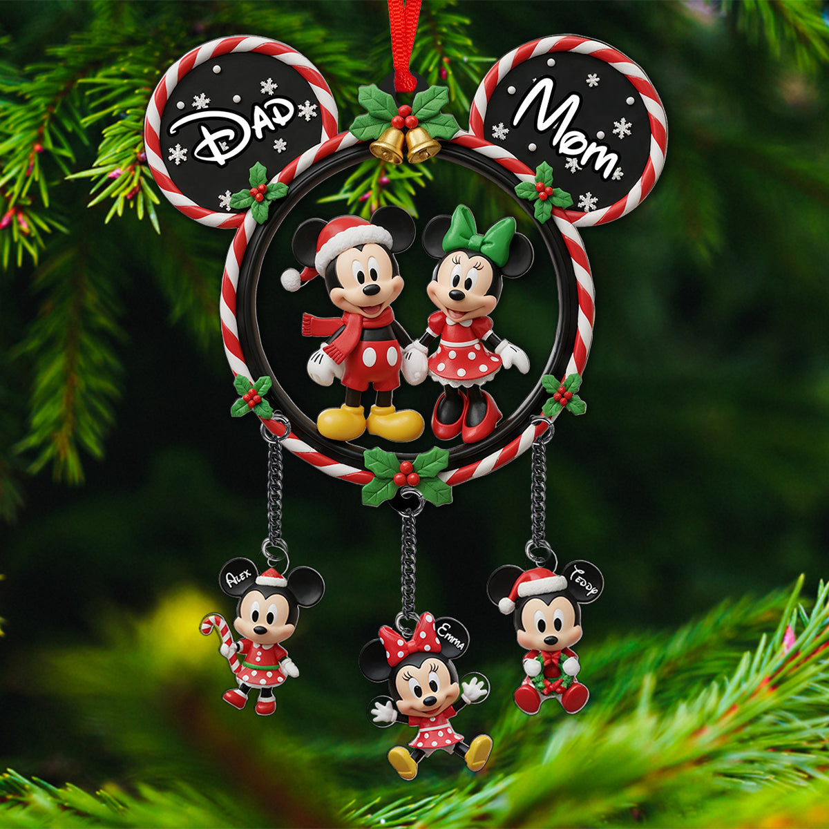 Personalized Mickey Mouse Family Ornament with Custom Charms for Christmas Ornament With Charm GradoCreations
