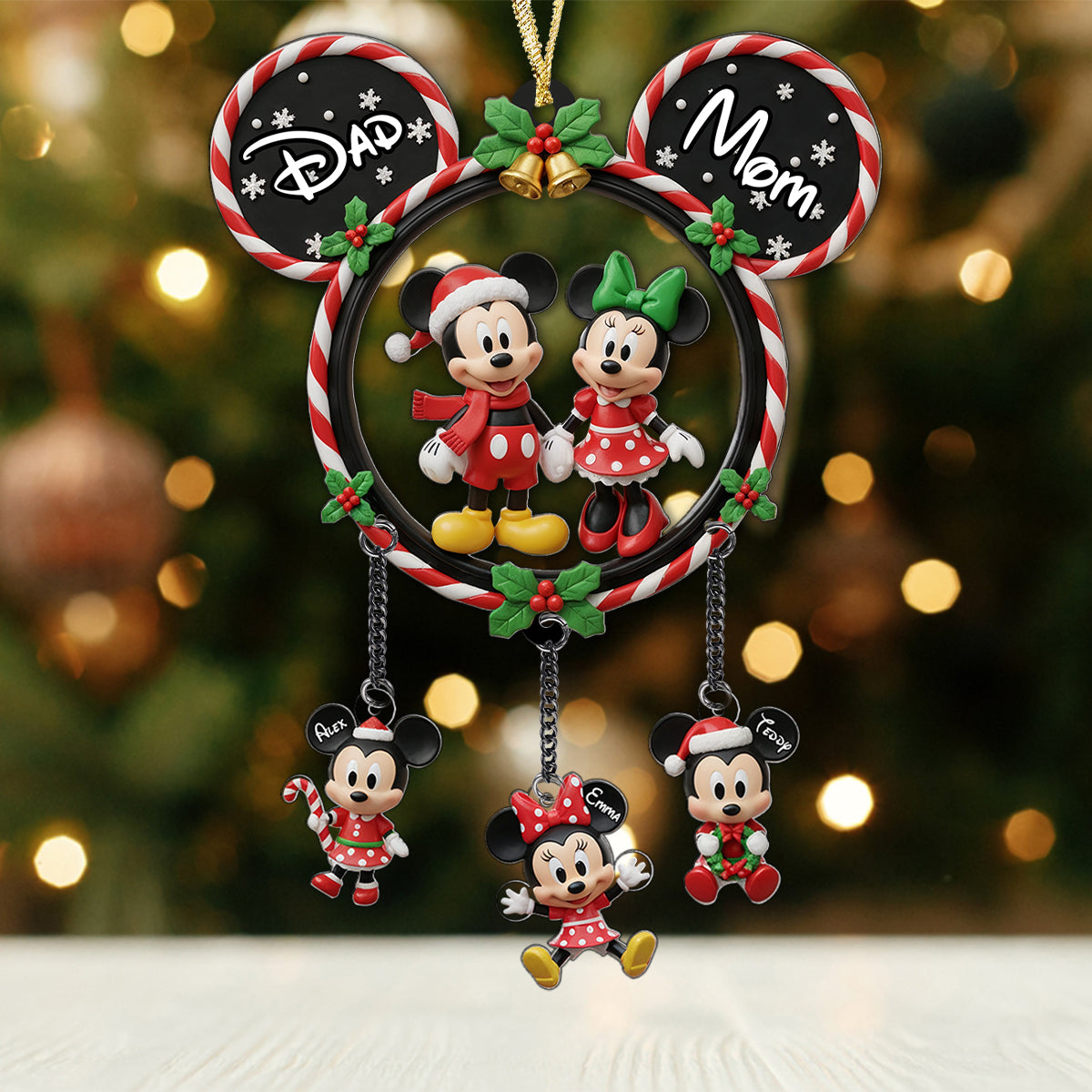 Personalized Mickey Mouse Family Ornament with Custom Charms for Christmas Ornament With Charm GradoCreations