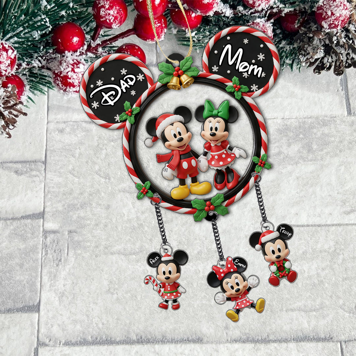 Personalized Mickey Mouse Family Ornament with Custom Charms for Christmas Ornament With Charm GradoCreations