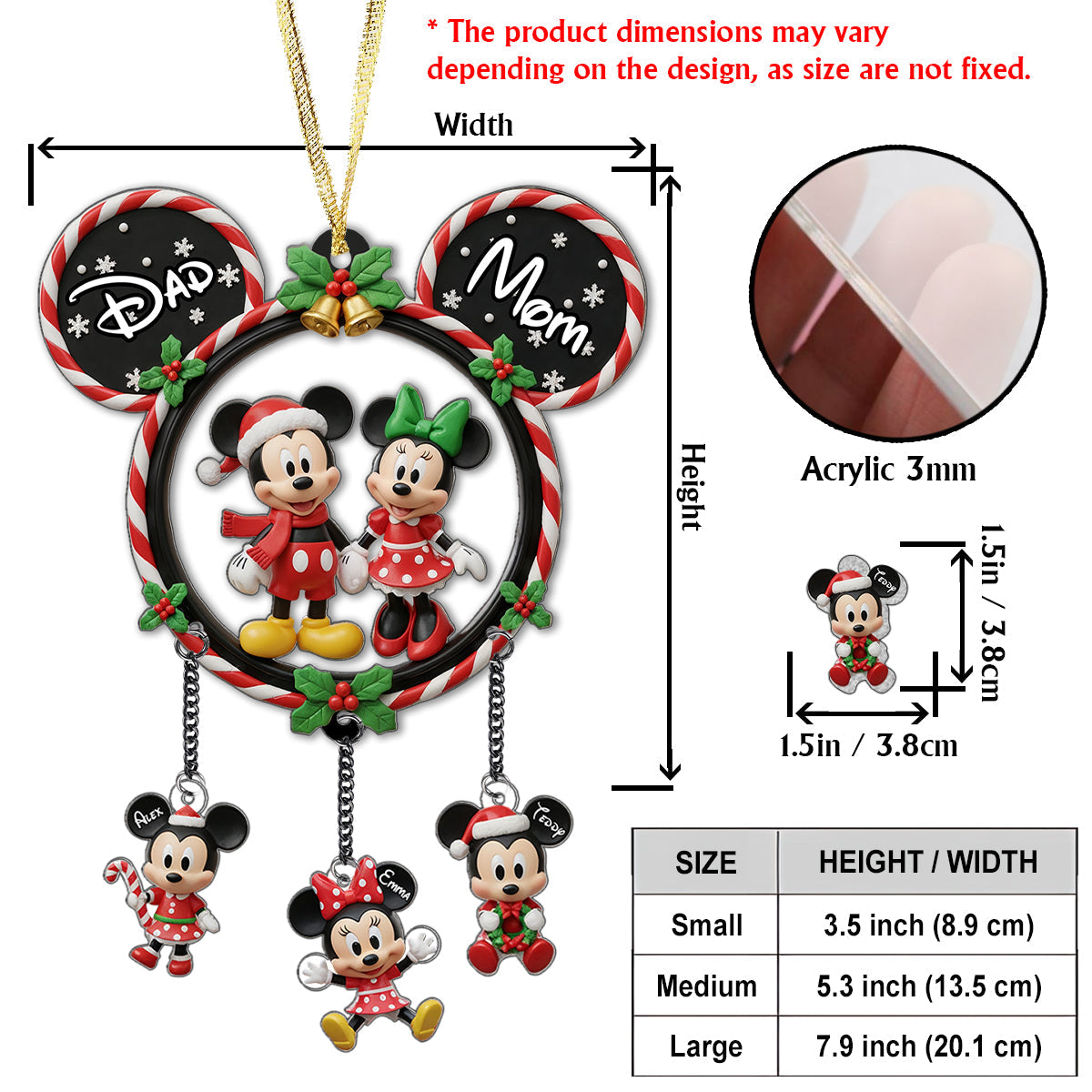 Personalized Mickey Mouse Family Ornament with Custom Charms for Christmas Ornament With Charm GradoCreations