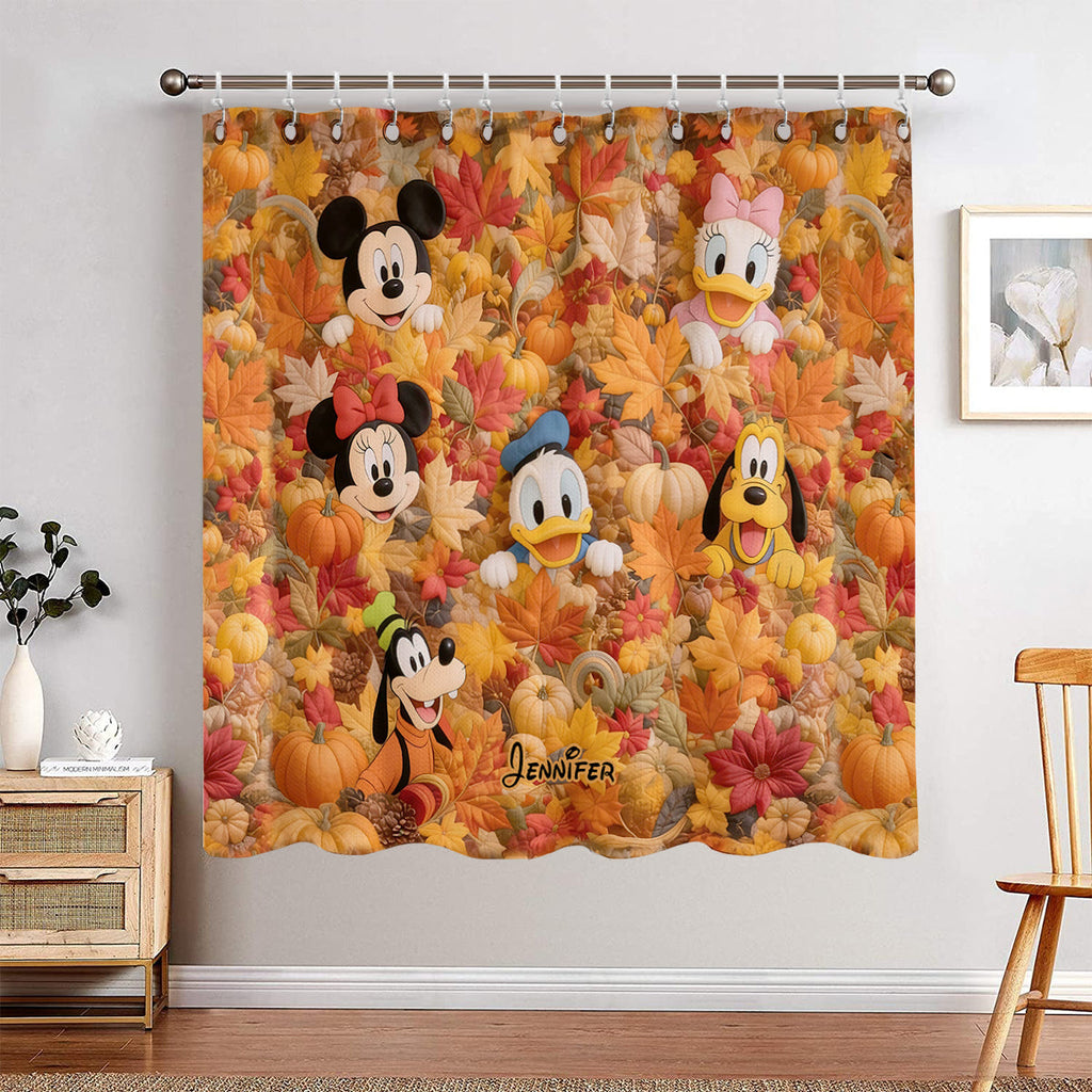 Personalized Mouse Autumn Blackout Window Curtain Set Window Curtains GradoCreations